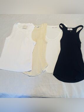 4 Designer Ribbed Tank Tops Bundle XS/S Mixed Brands